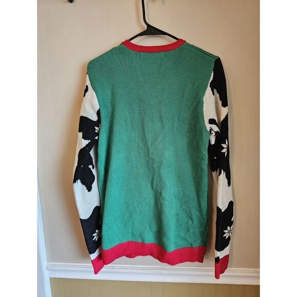Jolly Sweaters Ugly Christmas Sweater Size Samll Green Cow Jingle Bells Holstein - Picture 4 of 4
